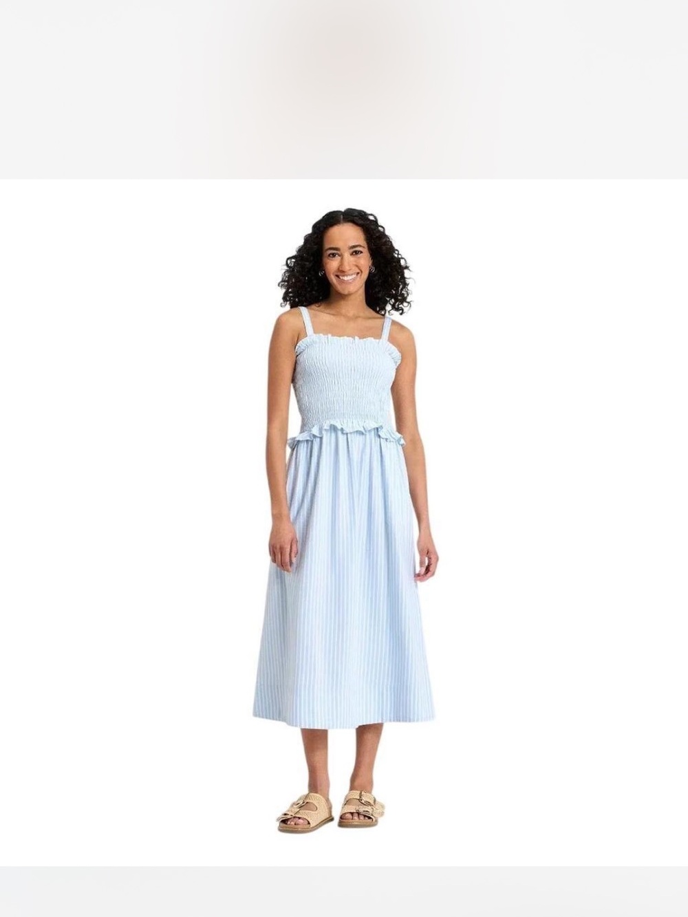 Universal Thread Light Blue and White Striped Midi Sundress